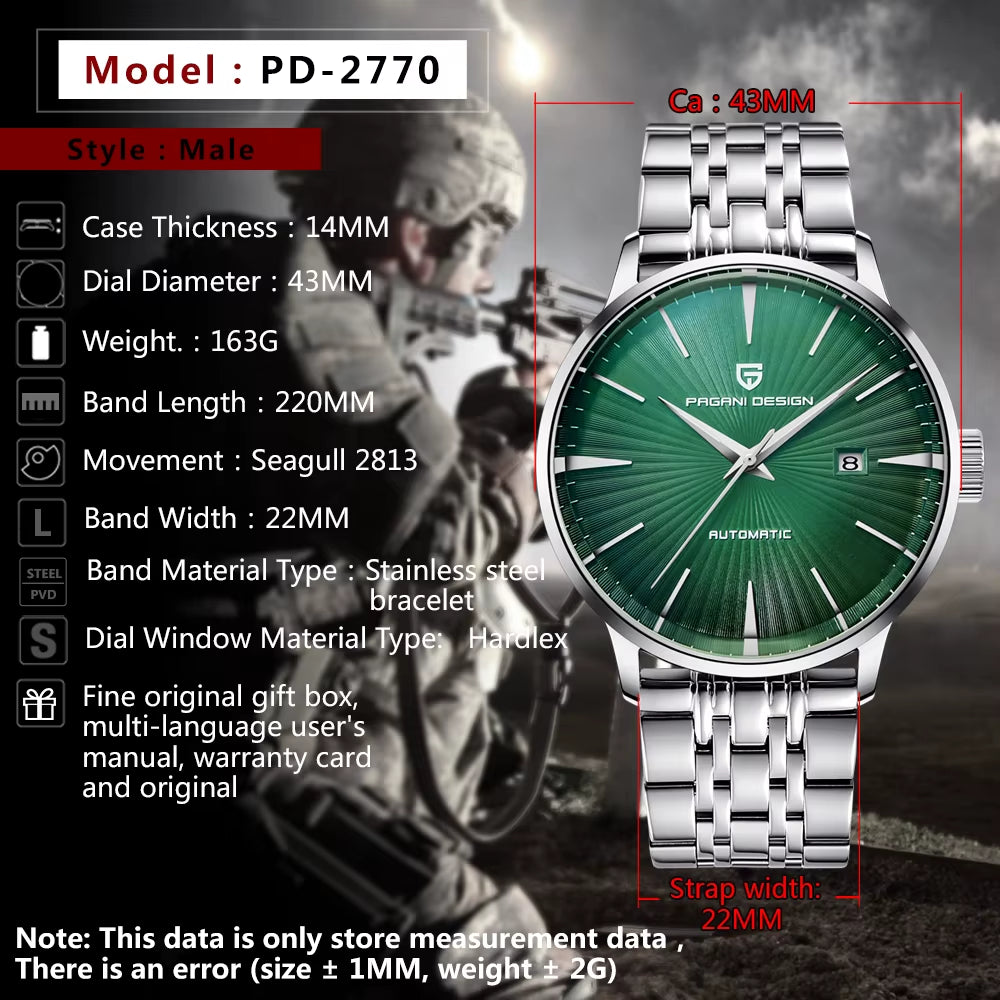 Brand Watch Men Automatic Mechanical Wristwatches Mens Steel Waterproof Watches Business Men'S Clock Dropshipping