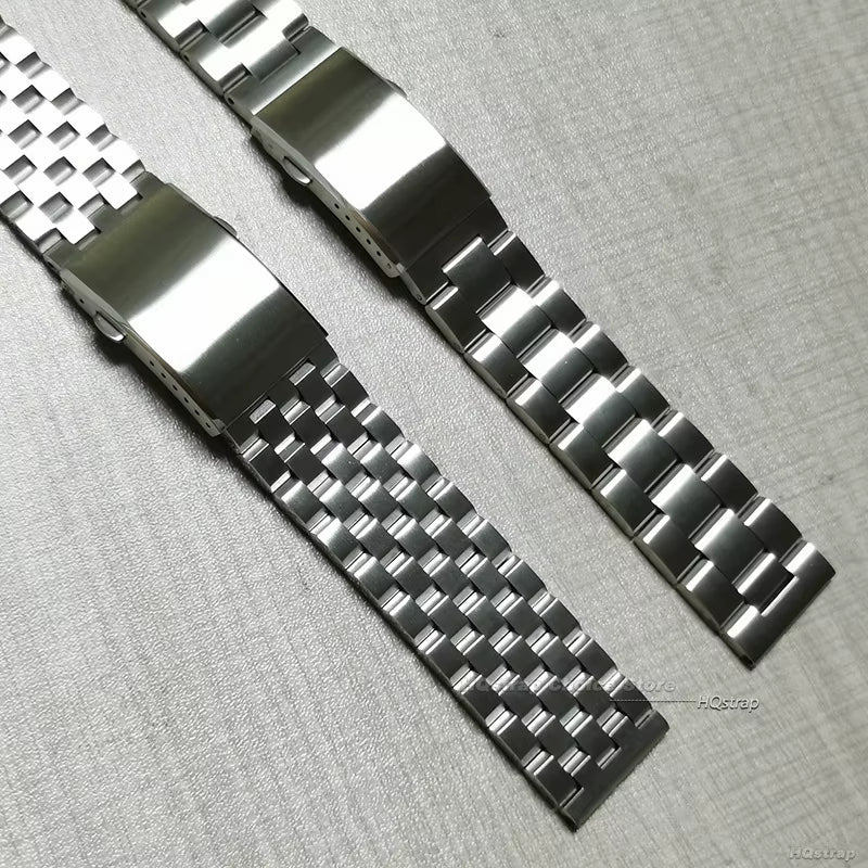 Extended Fold Solid Watch Buckle for Seiko 18Mm 20Mm 22Mm Silver Double Push Safety Milled Clasp Stainless Steel Watchband Clasp
