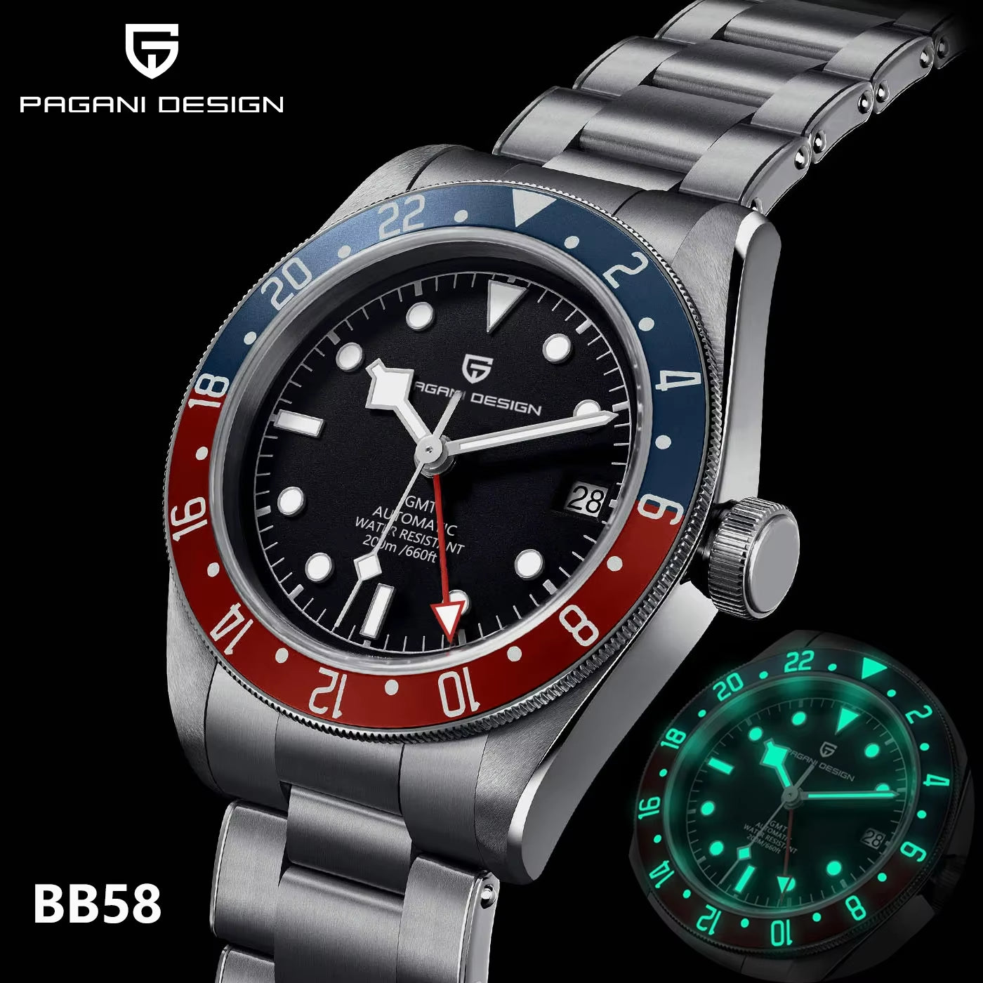 2025 BB40 GMT Men'S Watches Top Brand Luxury Mechanical Watch AR Sapphire Waterproof Automatic Watch for Men 1706