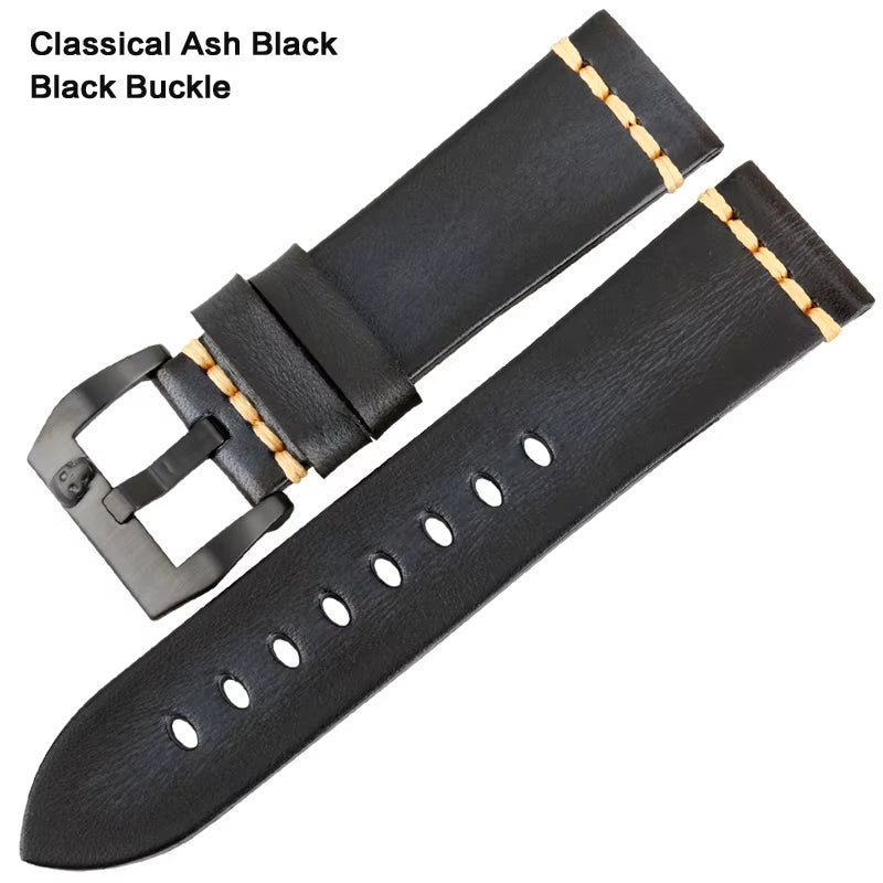 MAIKES Handmade Genuine Cow Leather Watch Band Vintage Blue Watchband Watch Bracelet 20Mm 22Mm 24Mm Watch Strap