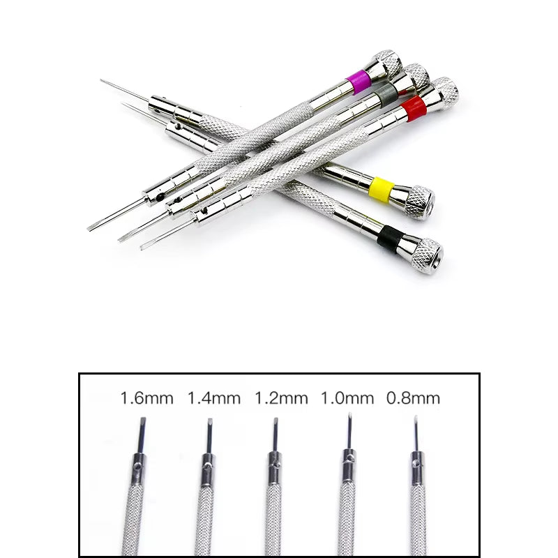 0.8-1.6Mm Steel Screwdriver for Watch Repairing Portable Watch Tools Band Removal with Mini Link Pins Watchmaker Tools 5Pcs/Set