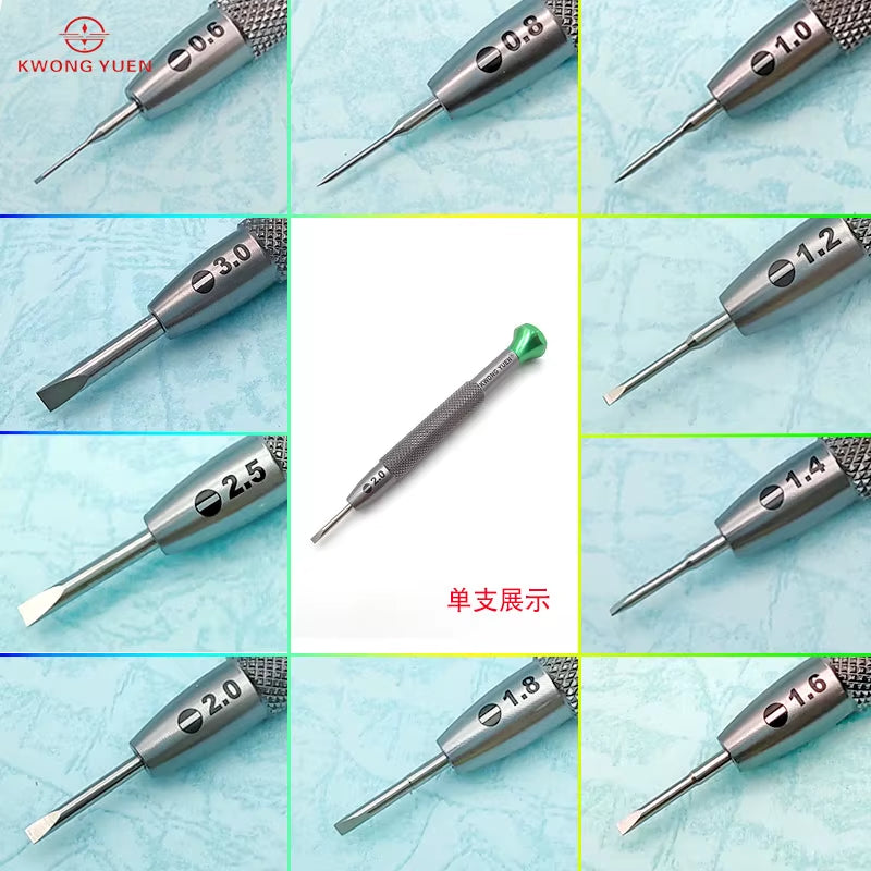 10PCS Watch Repair Anti-Slip High-Quality Stainless Steel Screwdriver Set Flat Blade 0.6-3.0Mm for Watchmaker Eyeglass Sunglass