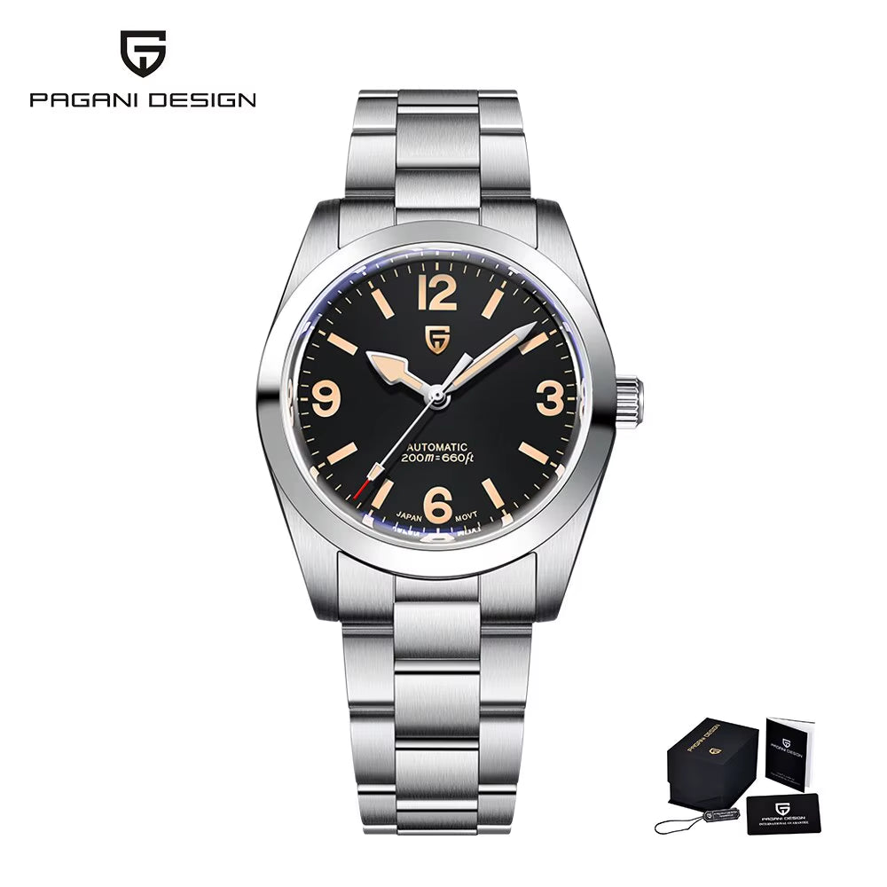 PAGANI DESIGN 2024 New 36MM Men Automatic Mechanical Watches NH35 Sapphire Stainless Steel AR Coating 20Bar Clock Watch for Men