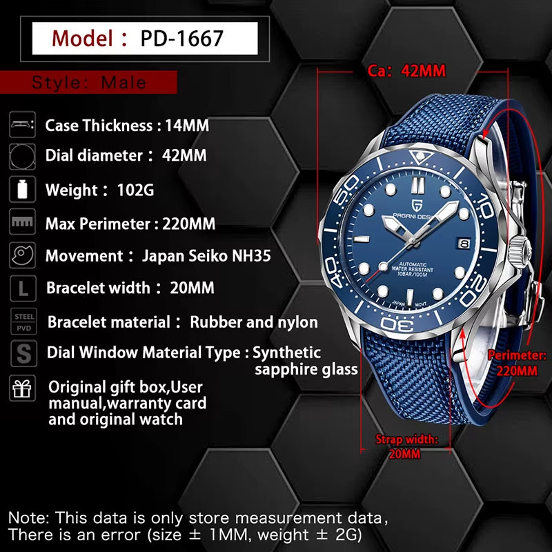 2025 New Mens Automatic Watches Men 007 Top Luxury Mechanical Men'S Wristwatch NH35A Ceramic Bezel Sapphire Mirror