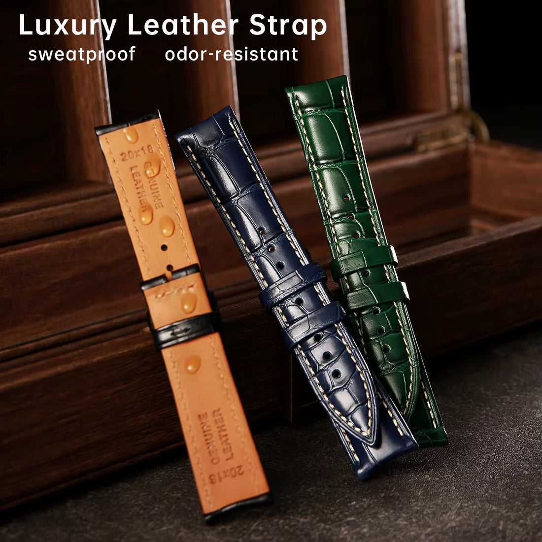 Maikes Luxury Leather Watch Strap 20Mm 21Mm 22Mm Accessories Watchbands Braceletes for Rolex Breitling Omega Watch Band