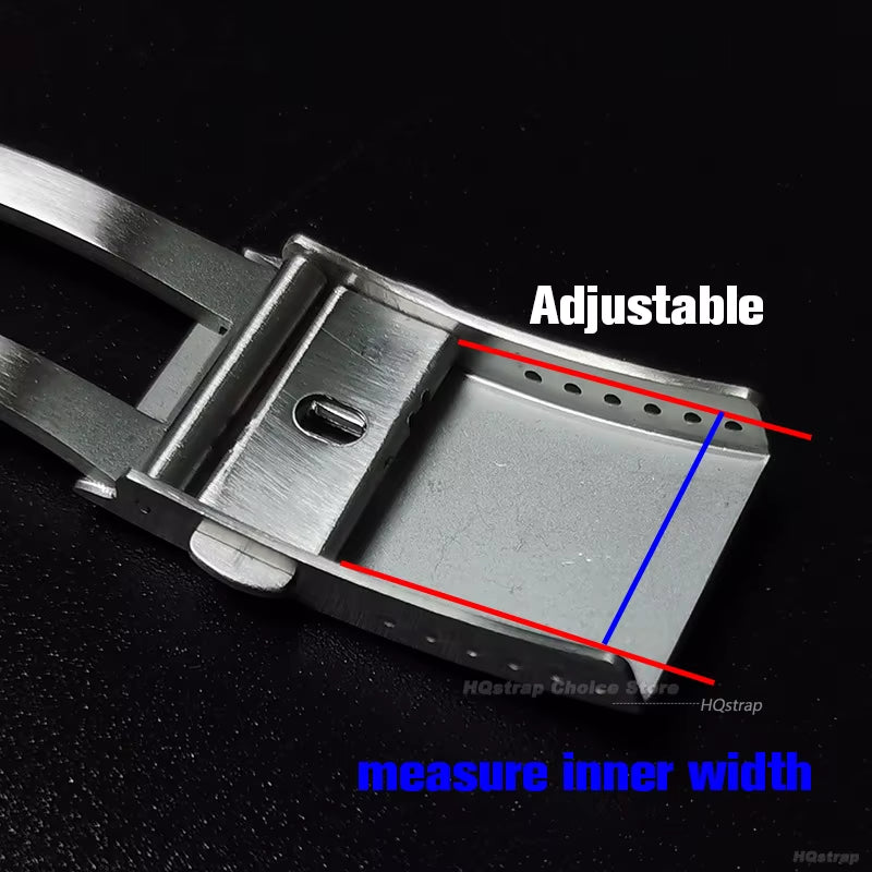 Extended Fold Solid Watch Buckle for Seiko 18Mm 20Mm 22Mm Silver Double Push Safety Milled Clasp Stainless Steel Watchband Clasp