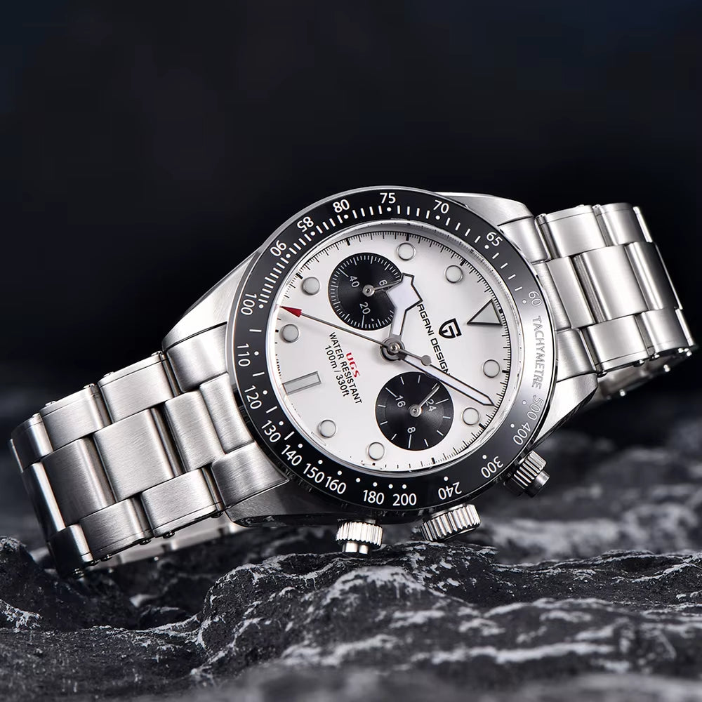 Panda Retro Men'S Watches Top Luxury Quartz Watch for Men Chronograph Waterproof Sapphire Mirror Luminous Man Gift