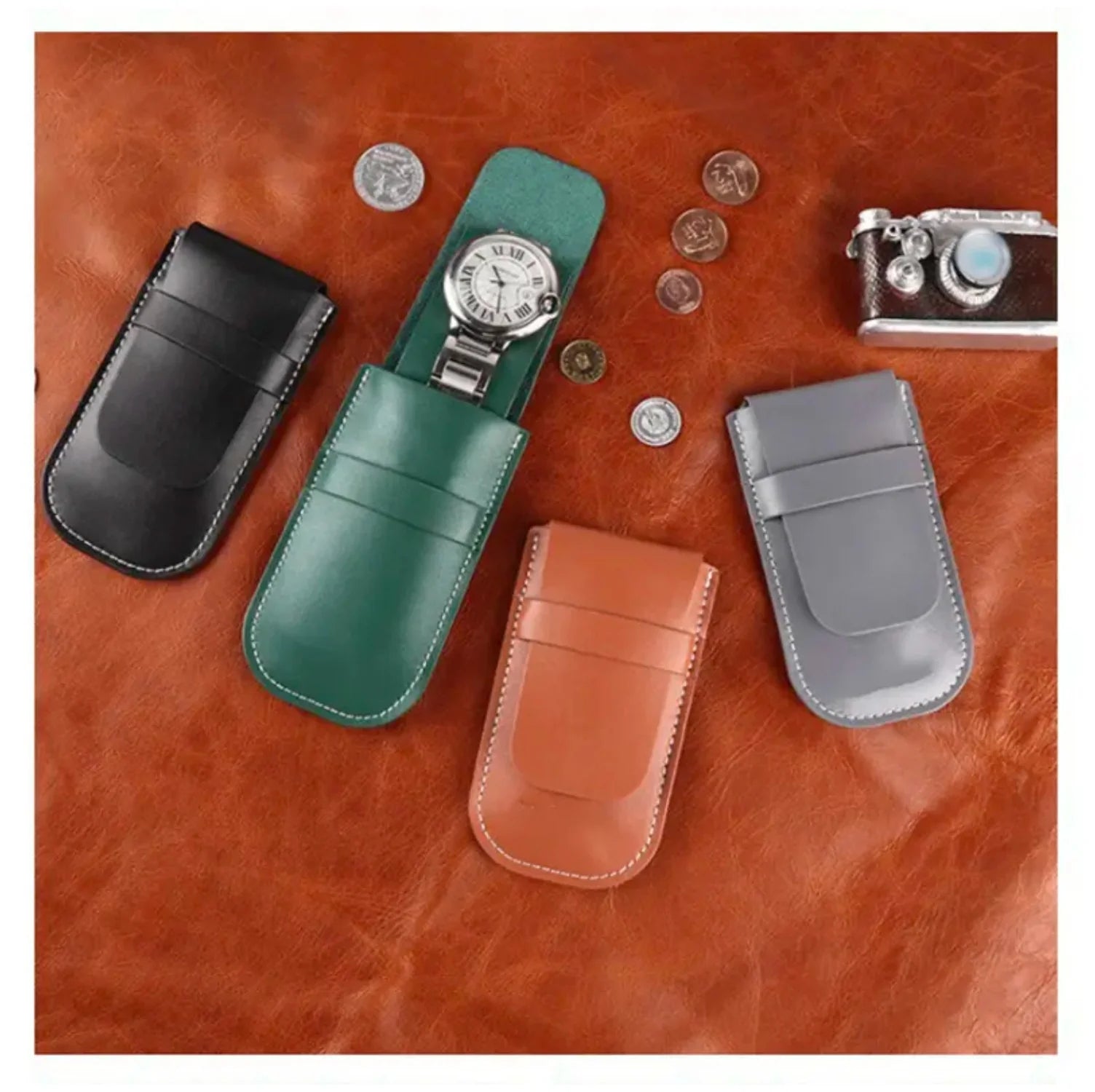 PU Leather Watch Pouch - Stylish and Protective Storage for Your Timepiece