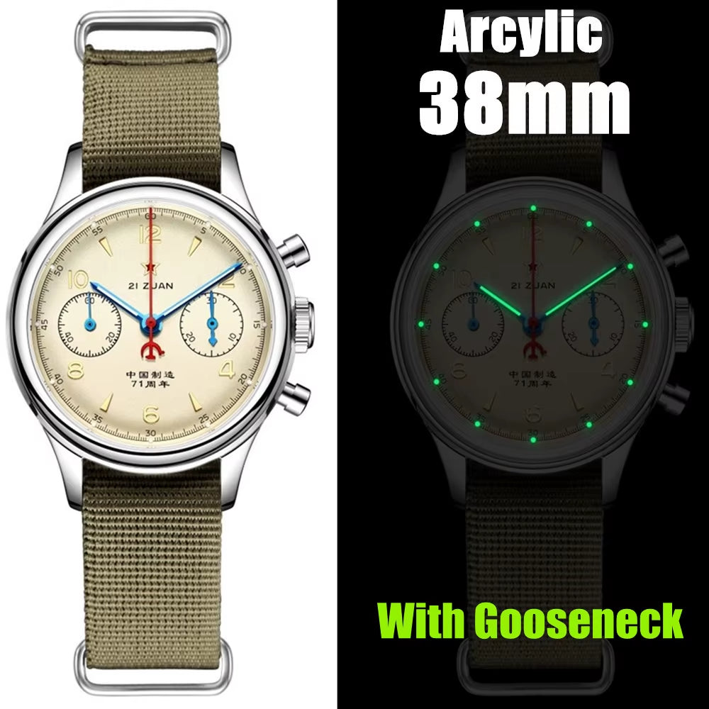 38Mm 40Mm Seagull 1963 Chronograph 21 Zuan with ST19 Movement with Swan Neck Mechanical Watches for Man Sapphire Clocks