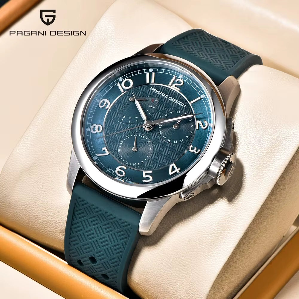 PAGANI DESIGN 2024 New Men'S Quartz Watches VH88 Multifunction Stainless Steel Sapphire Business Sport Clock Watch for Men