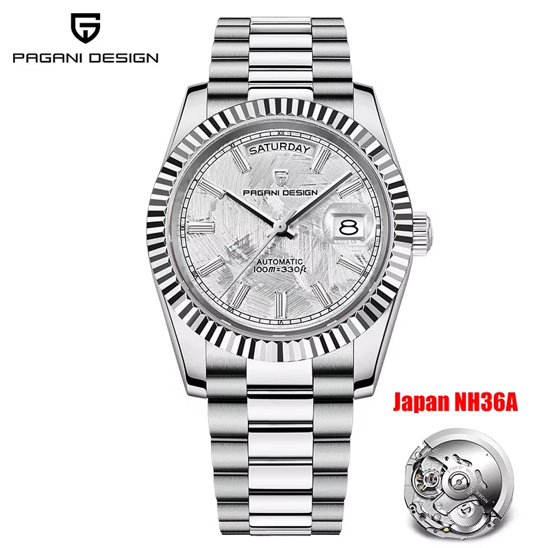 Rose Gold Men'S Automatic Watches NH36 Mechanical Stainless Steel Luxury Wrist Watch for Men Waterproof AR Coating