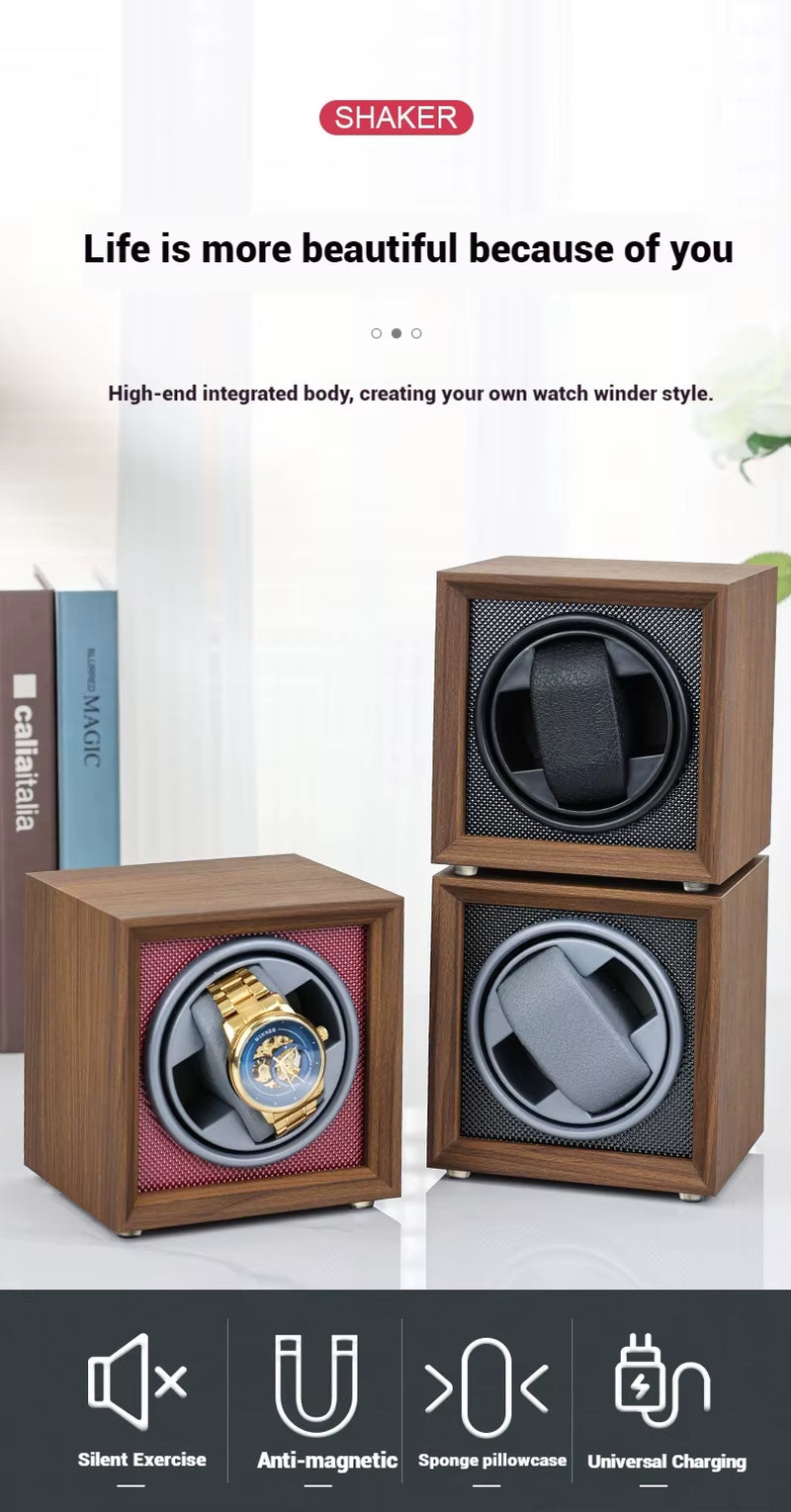 Automatic Winding Watch Winder 1Slot Watch Box S1 Model Black and Red and Carbon Fiber Color