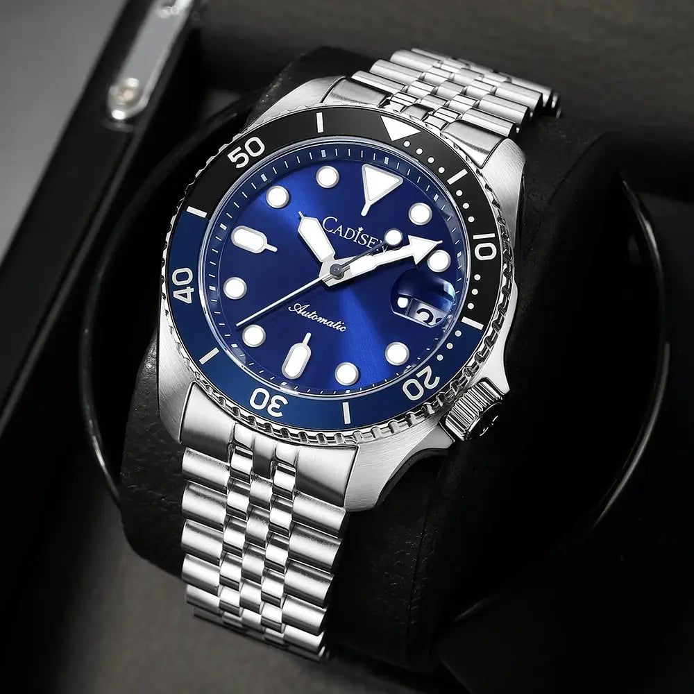 New Luminous Men Mechanical Wristwatches Ceramic Bezel Sapphire Glass NYLON Band Automatic Watch Men Relogio Masculino