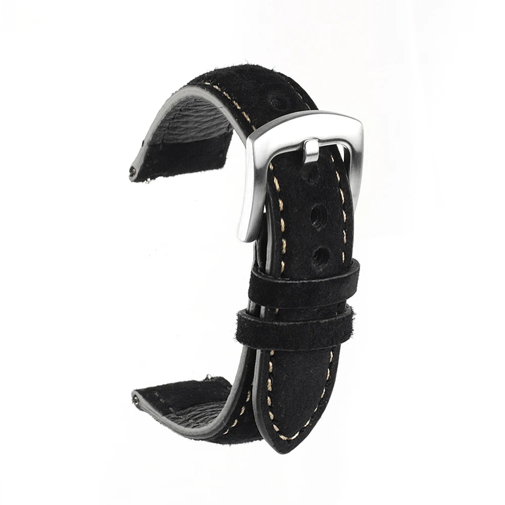 Suede Leather Watch Strap 18Mm 19Mm 20Mm 22Mm Band Vintage Handmade Watchband Grey Brown Replacement Belts for Watch Accessories