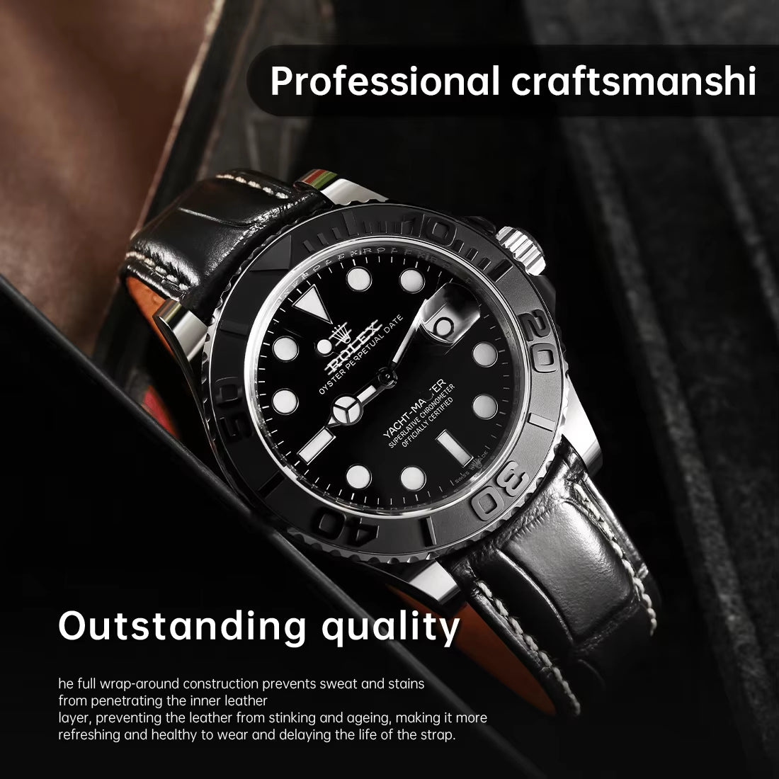 Maikes Luxury Leather Watch Strap 20Mm 21Mm 22Mm Accessories Watchbands Braceletes for Rolex Breitling Omega Watch Band