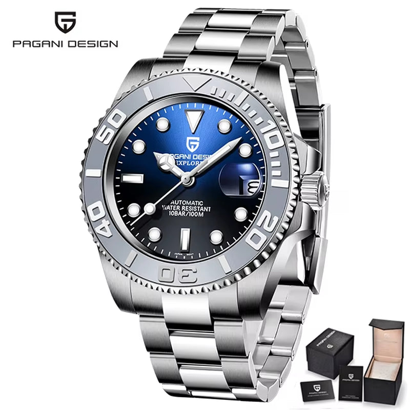 Automatic Men'S Waterproof Calendar Mechanical Watch Stainless Steel Luminous Sapphire Top-Level Watch PD-1651