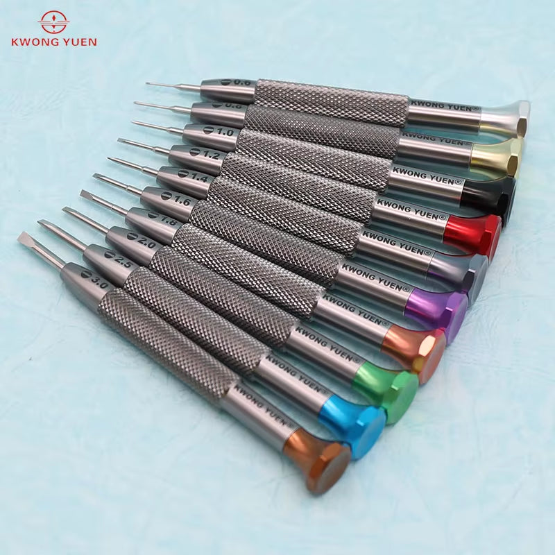 10PCS Watch Repair Anti-Slip High-Quality Stainless Steel Screwdriver Set Flat Blade 0.6-3.0Mm for Watchmaker Eyeglass Sunglass