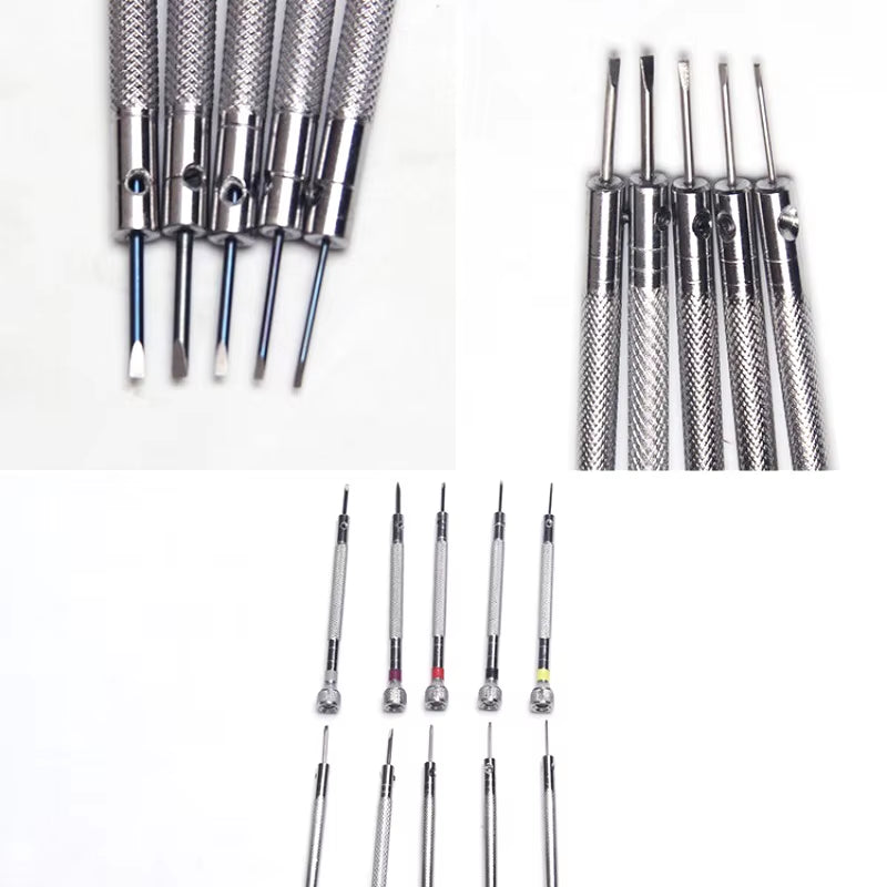 0.8-1.6Mm Steel Screwdriver for Watch Repairing Portable Watch Tools Band Removal with Mini Link Pins Watchmaker Tools 5Pcs/Set