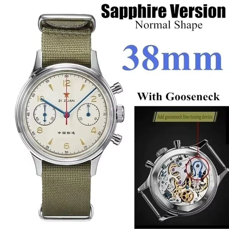 38Mm 40Mm Seagull 1963 Chronograph 21 Zuan with ST19 Movement with Swan Neck Mechanical Watches for Man Sapphire Clocks