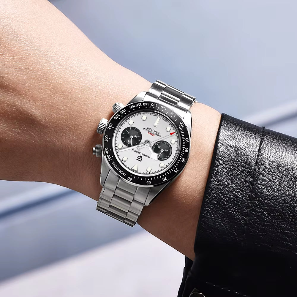 Panda Retro Men'S Watches Top Luxury Quartz Watch for Men Chronograph Waterproof Sapphire Mirror Luminous Man Gift