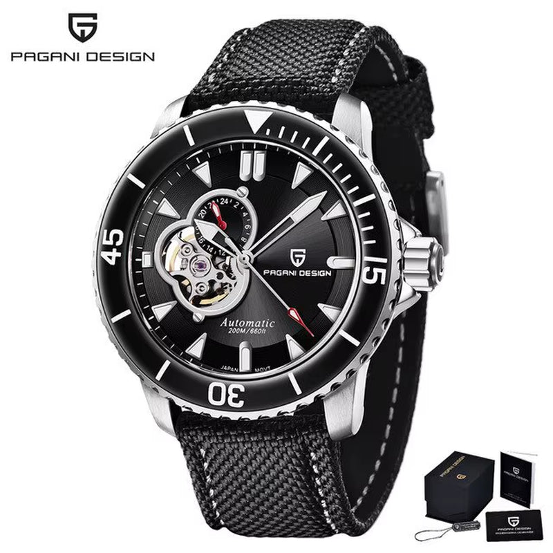 Tourbillon Men Watch Ceramic Bezel Sapphire Crystal Hollow Automatic Watches 200M Waterproof Mechanical Wristwatch