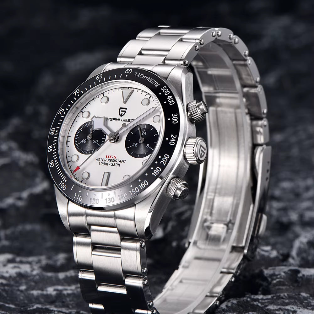 Panda Retro Men'S Watches Top Luxury Quartz Watch for Men Chronograph Waterproof Sapphire Mirror Luminous Man Gift